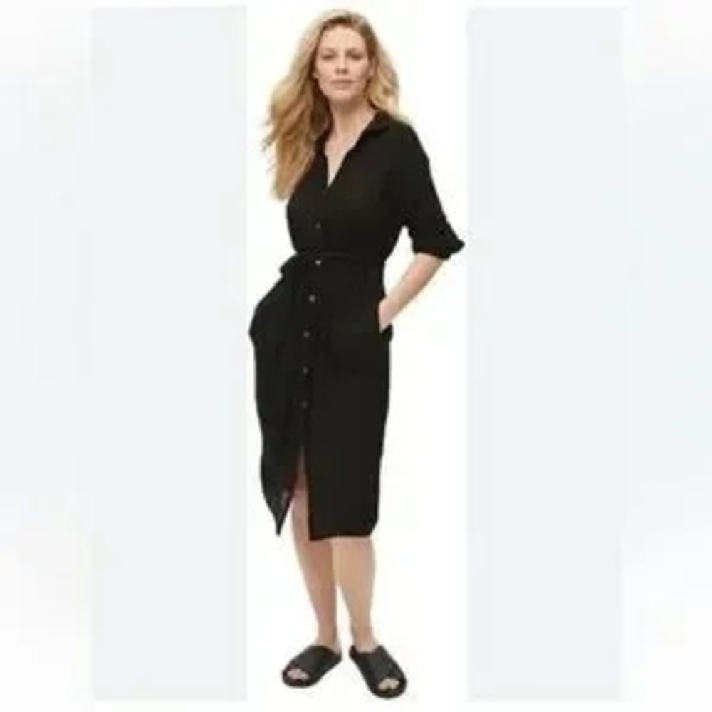 Michael Stars Yellow Button-Down Maxi Shirt Dress